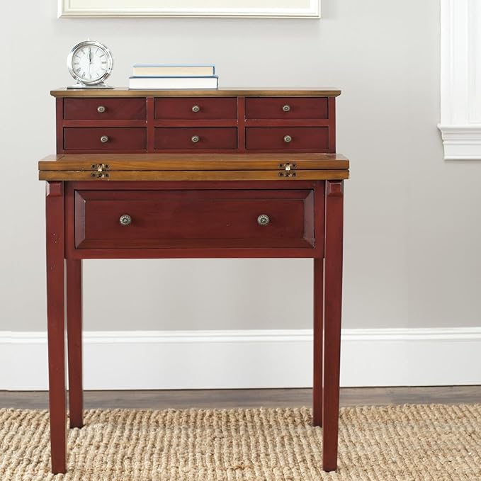 Safavieh American Homes Collection Abigail Egyptain Red and Oak Fold Down Desk - LeafyLoom