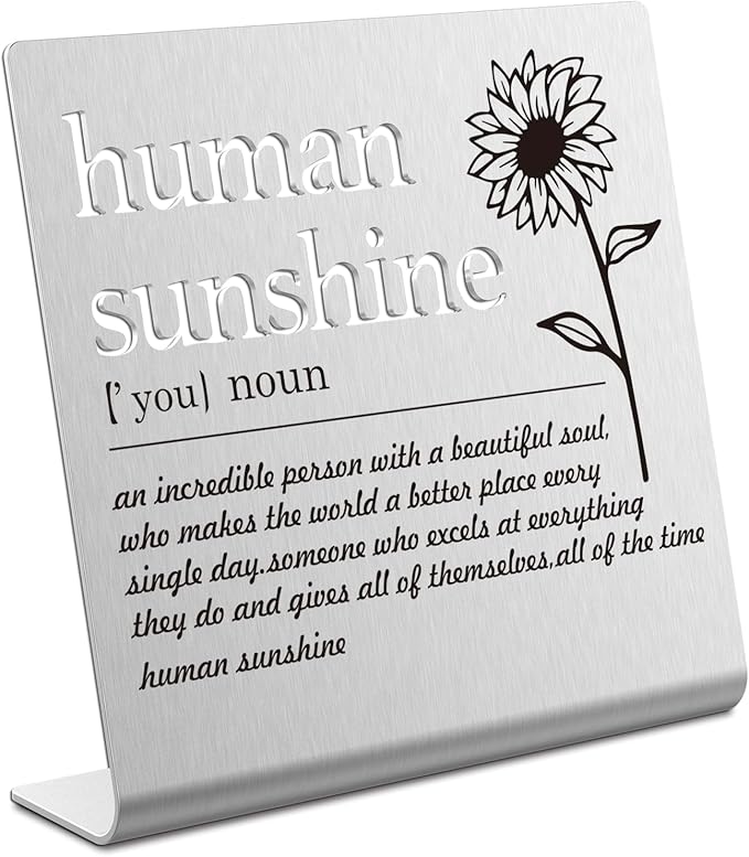 Human Sunshine Definition Desk Signs Funny Appreciation Gifts for Women Thank You Gift for Friends Teacher Coworker Doctor Nurse Gift for Mom Aunt Sister Sunshine Party Decorations (silver) XLK12 - LeafyLoom