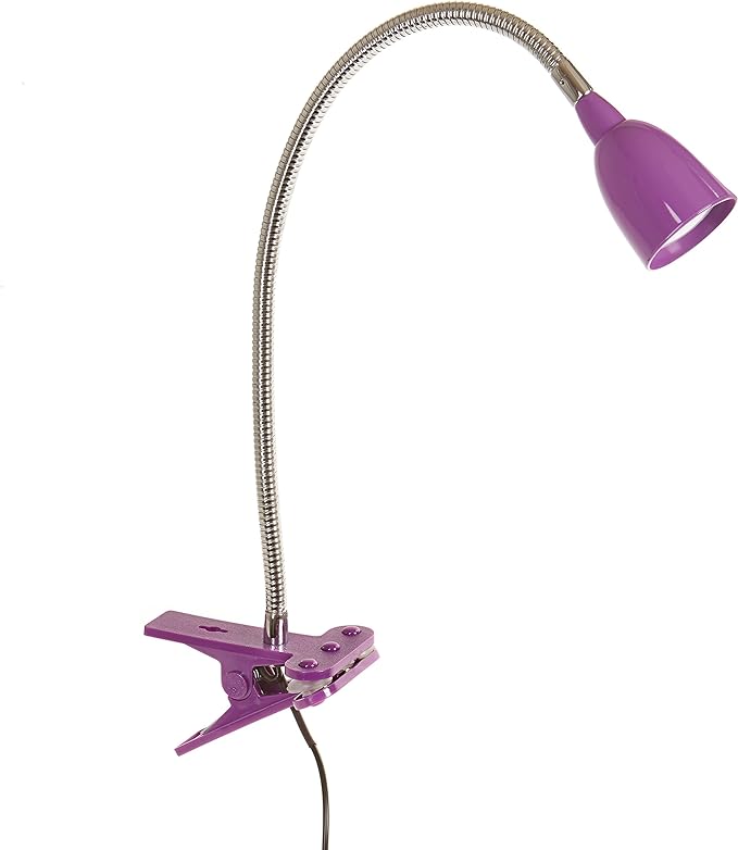 Newhouse Lighting LED Clip on Light/Clamp Lamp/Reading Book Light for Desk, Bed, Office, and Dorm Room, Purple - LeafyLoom