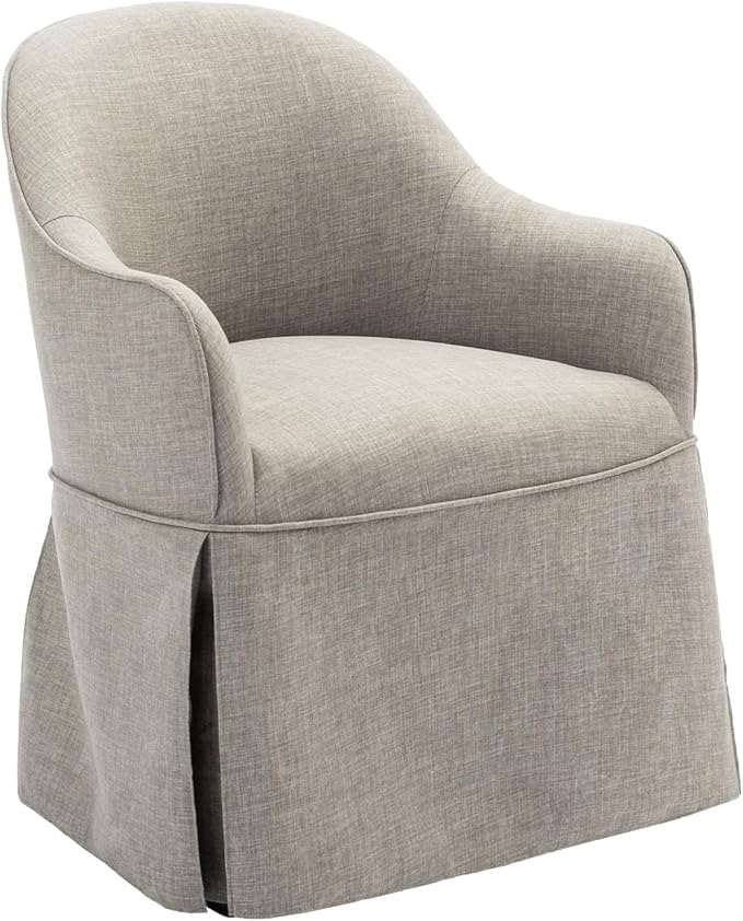 COLAMY Modern Accent Dining Chair, Barrel Accent Armchair, 20 Inch Dining Chair with Cover, Dining Chair with Back for Kitchen,Dining Room,Light Grey - LeafyLoom