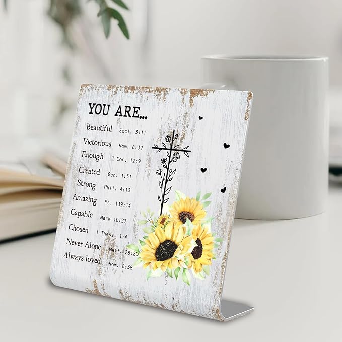 Christian office decor for Men Prayer Room Decor for Office Desk Scripture Motivational Birthday Gifts for Her, Mom,Sister, Friends, Coworker Birthday Gifts for Women Catholic XUV03 - LeafyLoom