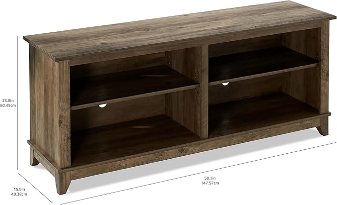 ROCKPOINT 58inch TV Stand Media Console for TV’s up to 65 Inches, Home Living Room Storage Console, Entertainment Center with 4 Open Storage Shelves, Modern TV Console Table (Rustic Oak) - LeafyLoom