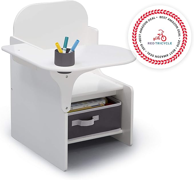 Delta Children MySize Chair Desk With Storage Bin, Bianca White - LeafyLoom