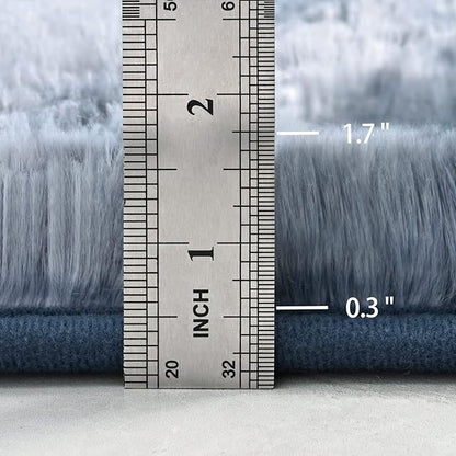 4x6 Large Area Rugs for Living Room, Super Soft Fluffy Modern Bedroom Rug, Tie-Dyed Blue Grey Indoor Shag Fuzzy Carpets for Girls Kids Nursery Room Home Decor - LeafyLoom