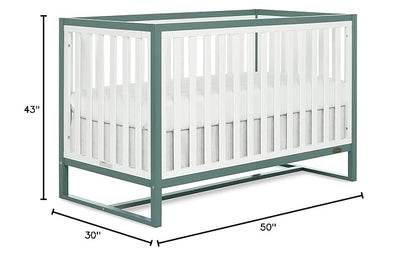 Arlo 5-in-1 Convertible Crib in Jungle Green, JPMA Certified, 3 Mattress Height Settings, Non-Toxic Finish, Made of Sustainable and Sturdy Pinewood - LeafyLoom