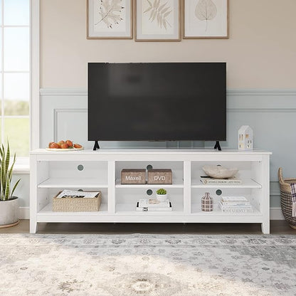 Panana TV Stand with 6 Cubby for 75 inch TV, Television Stands Entertainment Center Media Stand TV Table for Living Room, Bedroom (White 70 inch) - LeafyLoom