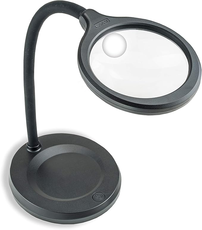 Carson DeskBrite300 COB LED Lighted 2x Aspheric Magnifier & Desk Lamp with 5x Spot Lens with Included USB-C Power Adapter, Black (LM-30) - LeafyLoom