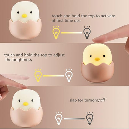 Kids Night Light, Cute Creative Egg Shell Baby Night Light with Touch Sensor, Nursery Night Lights, Kawaii Desk Accessories, Room Decor for Boys Girls Kids Gifts - LeafyLoom