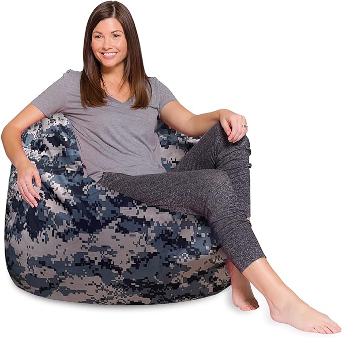 Posh Creations Bean Bag Chair for Kids, Teens, and Adults Includes Removable and Machine Washable Cover, Soft Nylon - Camo Digital, 48in - X-Large - LeafyLoom