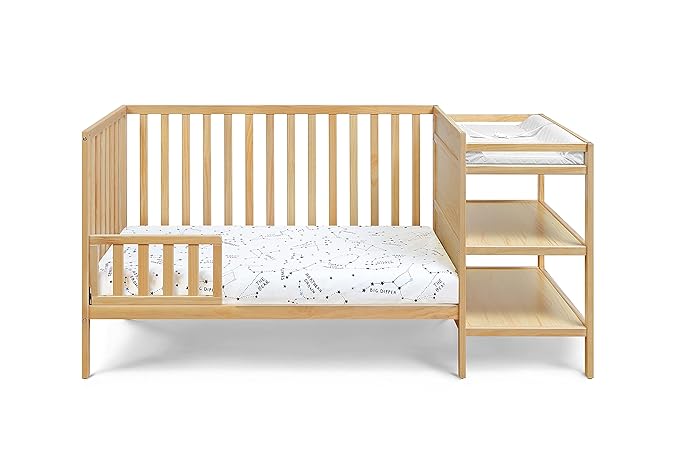 Suite Bebe Palmer Island 3-in-1 Convertible Crib and Changer Combo in Natural - LeafyLoom