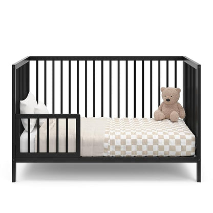 Graco Teddi 5-in-1 Convertible Crib (Black) – GREENGUARD Gold Certified, Converts to Daybed, Toddler & Twin Bed with Headboard and Footboard, Adjustable Mattress Height - LeafyLoom