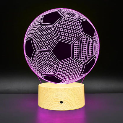 Soccer Gifts Light, Soccer 3D Illusion Lamp Best Gifts for Teen Boys Night Light for Kids Bedroom Room, Football Decor with Remote Control 7 Colors Changing Lights for Birthday, Halloween, Xmas Gift - LeafyLoom