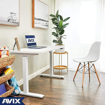 AVIX Whole Piece Electric Standing Desk, 48 x 24 Inches Height Adjustable Desk, Sit Stand Desk Home Office Desks, White - LeafyLoom