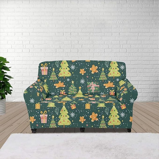 FKELYI Christmas Tree Sofa Couch Cover Comfortable Furniture Protector with Elastic Bottom Stretch Sofa Slipcover for Living Room M FKELYI