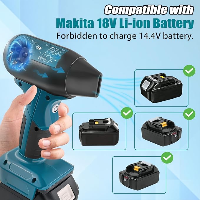 Mini Jet Blower Portable Violent Turbo Fan for Makita 18V Battery, 4-Speed Wireless High Speed Handheld Fan, for Computer Key Board Cleaning,Hair Drying,Camping,Outdoors,Car (No Battery) - LeafyLoom