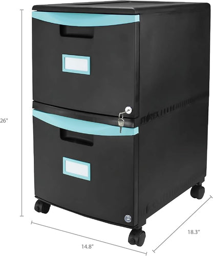 Storex 61315A01C File Cabinet, 1-Pack, Black/Teal - LeafyLoom