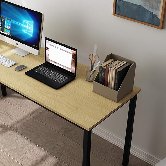 SDHYL 63 inches Modern Computer Desk X-Large Computer Desk for Studio Table, Home Office Desk/Workstation, Dining Table, Meeting Desk, Large Study Desk, Oak, S7-GCP2AC3-160TB - LeafyLoom