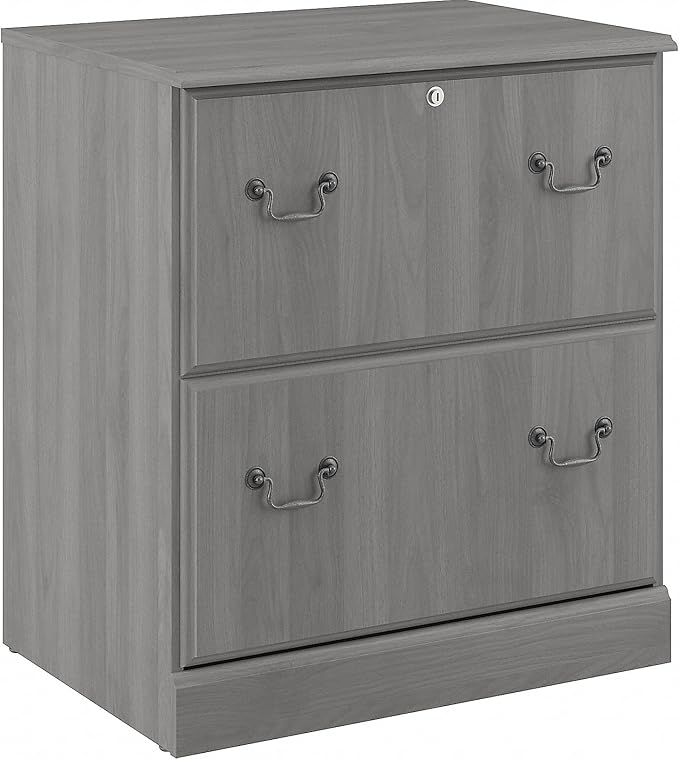 Saratoga 2-Drawer Lateral File Cabinet, Locking, Letter/Legal, Modern Gray, 26.85-Inch - LeafyLoom