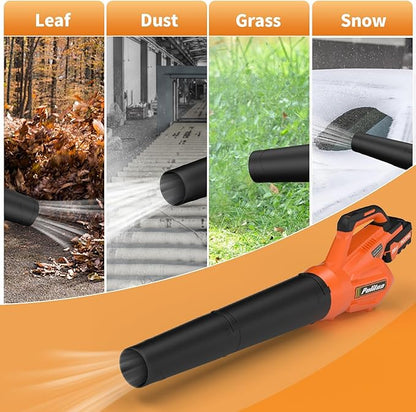 Leaf Blower 20V Leaf Blower Cordless with 4.0Ah Battery and Charger, High Power 400 CFM Electric Leaf Blower, Lightweight Handheld Cordless Blower for Lawn Care Yard Patio Garden Leaves Snow (Orange) - LeafyLoom