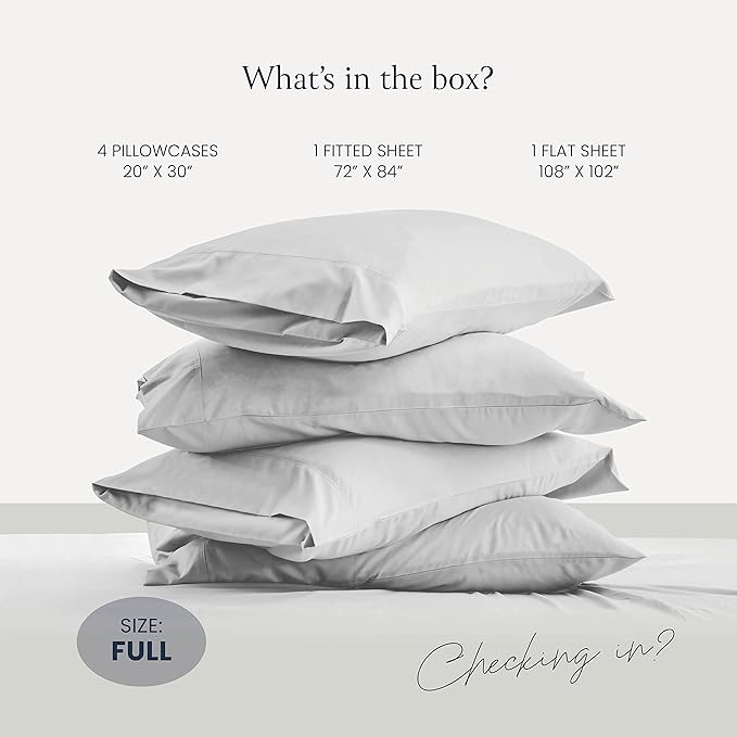 BELADOR Silky Soft Full White Sheet Set -Luxury 6 Piece Bed Sheets For Full Size Bed, Secure-Fit Deep Pocket Sheets With Elastic, Breathable Hotel Sheets & Pillowcase Set, Wrinkle Free OEKO-TEX Sheets - LeafyLoom