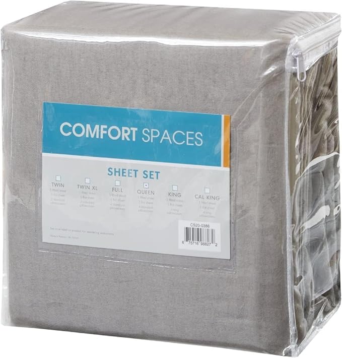 Comfort Spaces Cotton Flannel Breathable Warm Deep Pocket Sheets with Pillow Case Bedding, King, Grey Solid 4 Piece - LeafyLoom