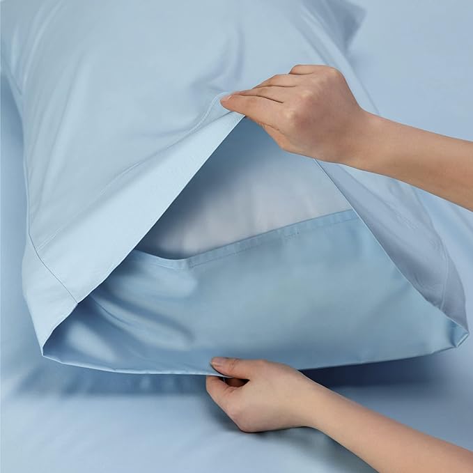 Bedsure Full Size Sheets, Cooling Sheets Full, Rayon Derived from Bamboo, Deep Pocket Up to 16", Breathable & Soft Bed Sheets, Hotel Luxury Silky Bedding Sheets & Pillowcases, Teal Blue - LeafyLoom