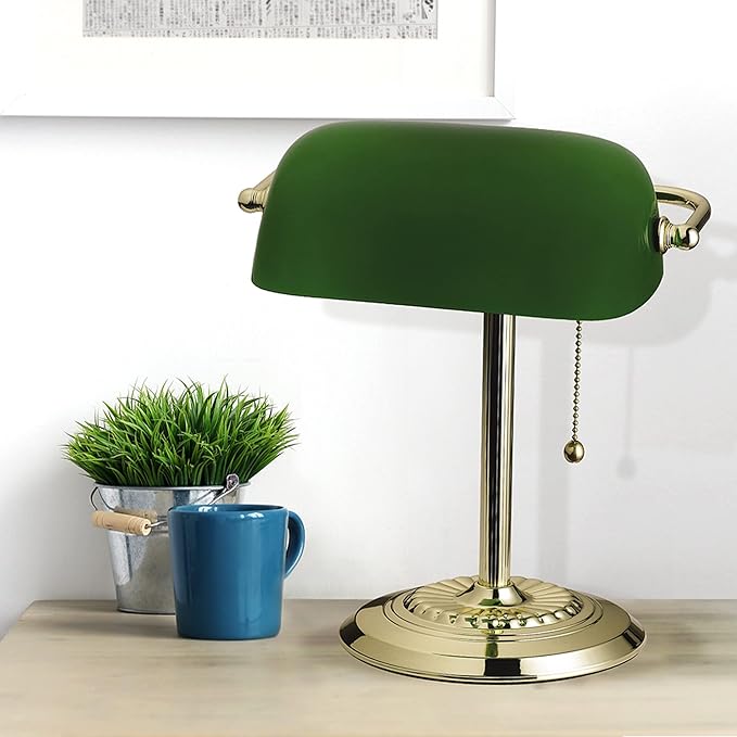 Catalina Lighting Traditional Desk Lamp, Green, Smart Home Capable for Home Office, Dorm, Apartment, Corded with Adjustable Lighting - LeafyLoom