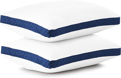 Lux Decor Bed Pillows for Sleeping - King Size Pillows Set of 2 - Hotel Quality Gusseted Down Alternative Pillows for Back, Stomach or Side Sleepers (Navy, 18x36) - LeafyLoom