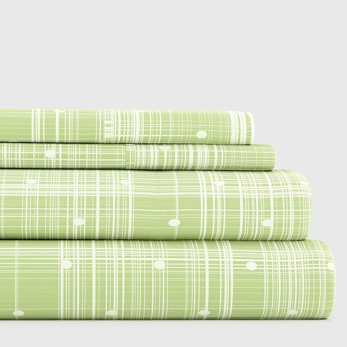 Linen Market 3 Piece Twin Bedding Sheet Set (Moss Polka) - Sleep Better Than Ever with These Ultra-Soft & Cooling Bed Sheets for Your Twin Size Bed - Deep Pocket Fits 16" Mattress - LeafyLoom