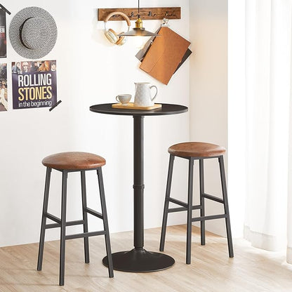 HOOBRO Round Bar Table, 35" Tall Pub Table, Cocktail Table with Base, Stable Counter Table with Non-Slip Base for Narrow Space, Bar Height Table for Kitchen, Easy to Assemble, Black BB57BT01 - LeafyLoom