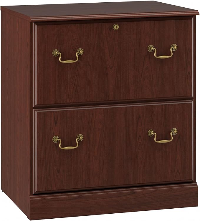 Bush Saratoga Lateral File Cabinet, Harvest Cherry (EX45654-03) - LeafyLoom