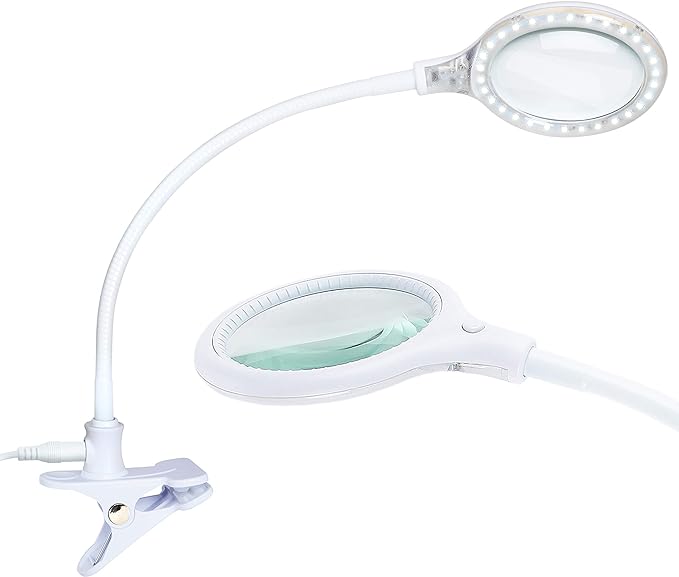 Brightech LightView Flex Magnifying Desk Lamp, 1.75X Light Magnifier, Adjustable Magnifying Glass with Light for Crafts, Reading, Close Work - LeafyLoom