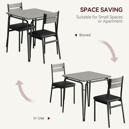 Dining Table for 2, Small Square kitchen Dinner Table Set for 2,Space Saving Wood Modern Dinette With Upholstered,Dining Room Furniture for Breakfast Nook, Apartment,Home Office Small Space,3 Piece - LeafyLoom