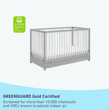 Graco Teddi 5-in-1 Convertible Crib with Drawer (Pebble Gray with White) – GREENGUARD Gold Certified, Crib with Drawer Combo, Full-Size Nursery Storage Drawer, Converts to Toddler Bed - LeafyLoom