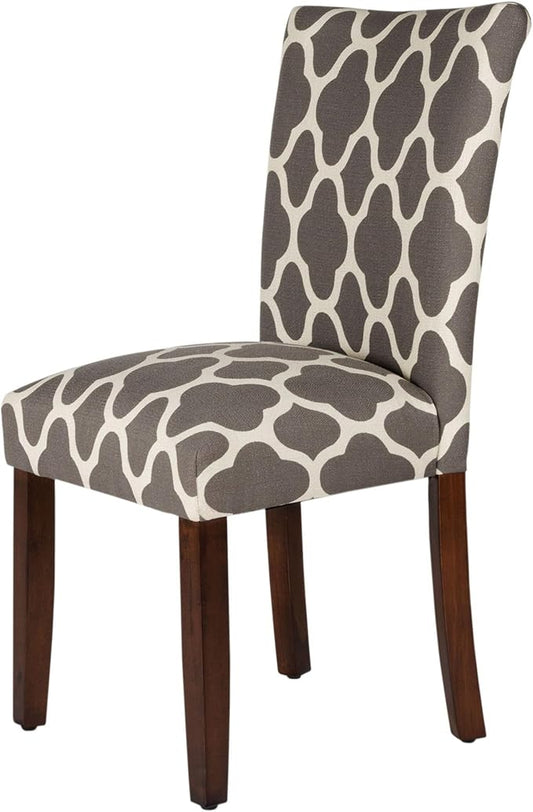 HomePop Parsons Classic Upholstered Accent Dining Chair, Set of 2, Grey and Cream Geometric - LeafyLoom