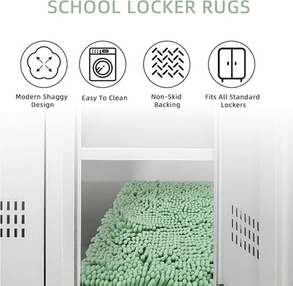 Locker Rug school girl rugs Carpet Chenille 100% Microfiber Locker Carpet with Non Skid Backing Locker Decorations (Green, 11.5X17.5) - LeafyLoom