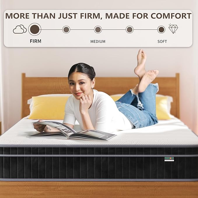 Firm Queen Mattress, 12 inch Cooling-Gel Memory Foam and Pocket Spring Hybrid Mattress,Firm Feel,Queen Bed Mattress in a Box, CertiPUR-US Certified, Queen Size Mattress - LeafyLoom