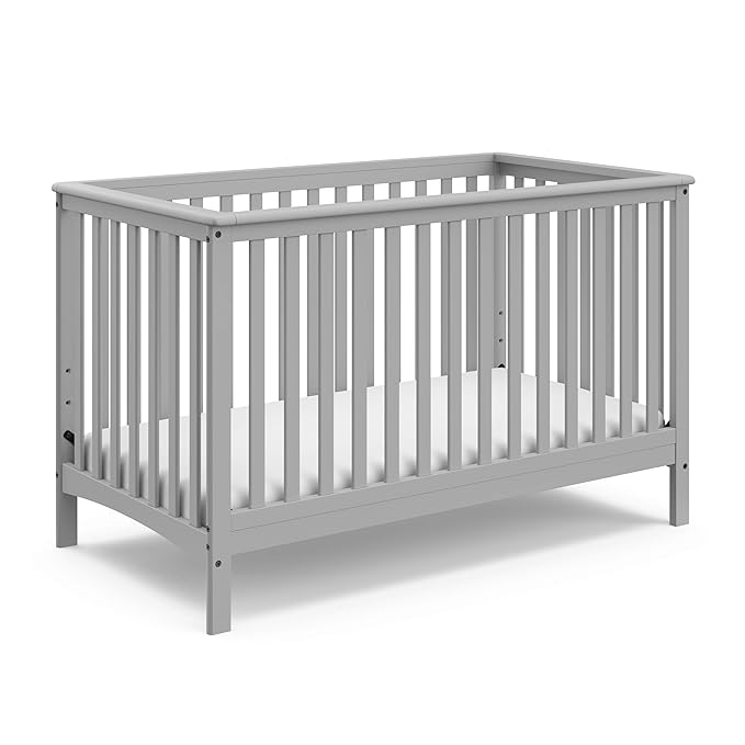 Storkcraft Hillcrest 4-in-1 Convertible Crib (Pebble Gray) - Converts to Daybed, Toddler Bed, and Full-Size Bed, Fits Standard Full-Size Crib Mattress, Adjustable Mattress Support Base - LeafyLoom