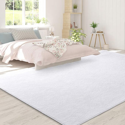 Area Rugs for Bedroom Living Room, 4x6 White Super Soft Comfy Thickened Memory-Foam Indoor Carpets, Modern Aesthetic Minimalist Carpet for Boys Girls Adults Apartment Nursery Home Décor - LeafyLoom