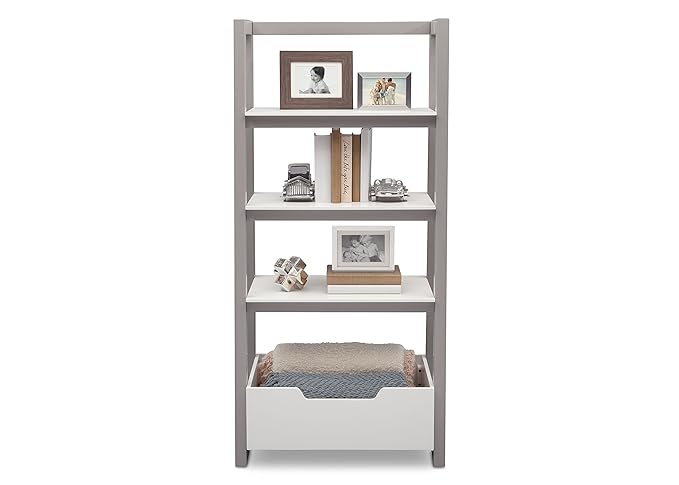 Delta Children Ladder Shelf, White/Grey - LeafyLoom