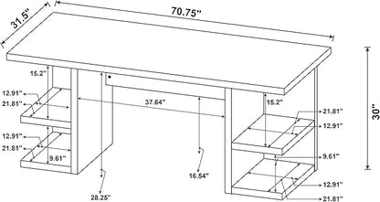 Coaster Home Furnishings Alice Writing Desk White with Open Shelves - LeafyLoom