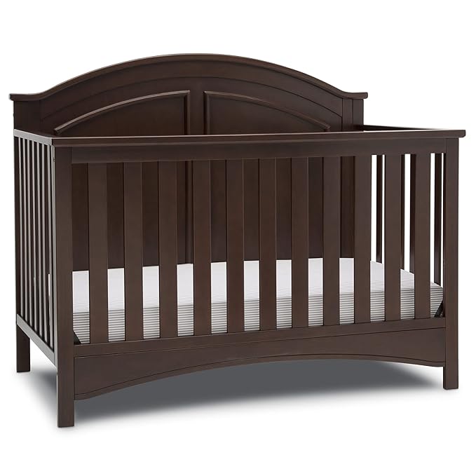 Delta Children Perry 6-in-1 Convertible Crib - Greenguard Gold Certified, Walnut Espresso - LeafyLoom