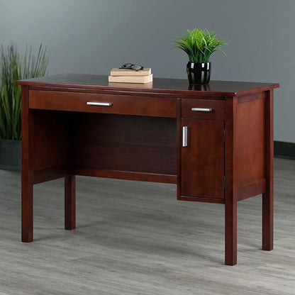 Winsome Wood Emmett Writing Desk, Walnut - LeafyLoom