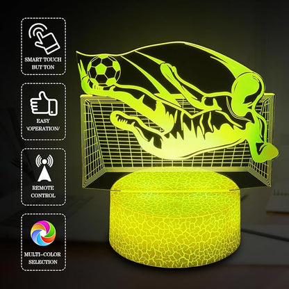 Soccer Night Light,Soccer Gifts for Kid,3D Soccer Lamp,Kids Bedside Lamp,16 Color Change Decor Lamp with Remote & Smart Touch, Gifts for Christmas Birthday Boys Men Girls - LeafyLoom