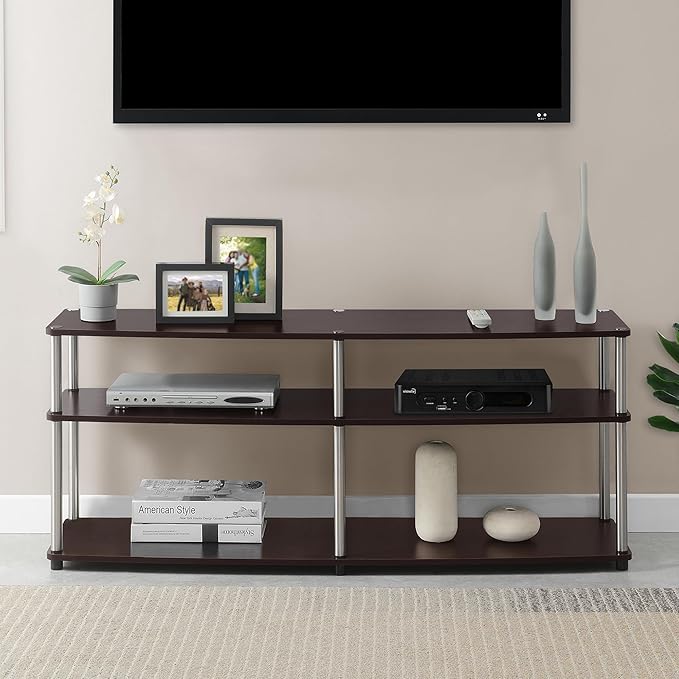 Convenience Concepts Designs2Go 3-Tier TV Stand, 60", Espresso - LeafyLoom