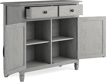 SIMPLIHOME Connaught Solid Wood 40 inch Wide Traditional Entryway Storage Cabinet in Fog Grey for The Living Room, Entryway and Family Room - LeafyLoom