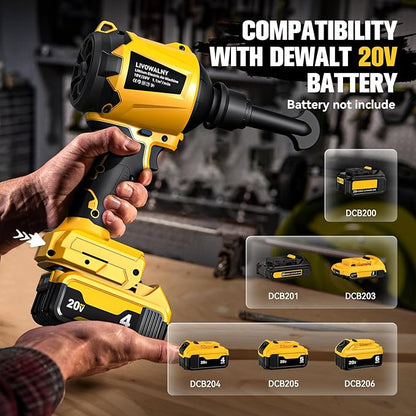 LIVOWALNY Cordless Dust Blower for Dewalt 20V Battery, Leaf Blower Brushless Handheld Blower Sawdust Blower 447 MPH/39 CFM for Garages, Sawmill Room, Workshop Cleaning, Home Improvement (No Battery) - LeafyLoom