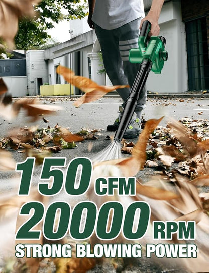 K I M O. Cordless Leaf Blower Vacuum Combo 4 IN 1, 3 Nozzles for Inflation & Compression,3 Modes & Variable Speed, 20000RPM 150MPH, 2X2.0Ah Battery, Extended Tube, Mini Leaf Blowers for Lawn Care|Yard - LeafyLoom