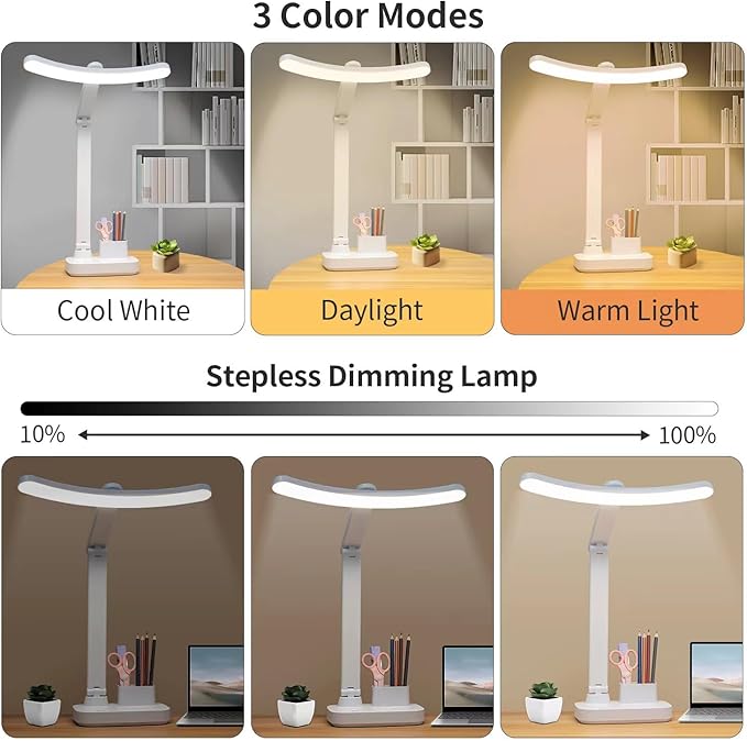 Cordless Rechargeable Desk Table Lamp Big Battery 4000MAH,Tall Reading Light 24inch /Bright 60 LED 8W / Touch Dimmable/Multifunctions,Wireless Lamp for Home Bedroom Bedside Office Dorm - LeafyLoom