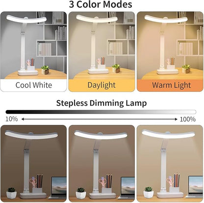 Cordless Rechargeable Desk Table Lamp Big Battery 4000MAH,Tall Reading Light 24inch /Bright 60 LED 8W / Touch Dimmable/Multifunctions,Wireless Lamp for Home Bedroom Bedside Office Dorm - LeafyLoom